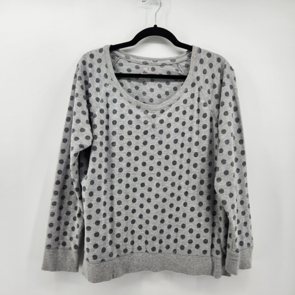 Style & Co Sport Gray Polka Dot Long Sleeve Essential Sweatshirt Size Large